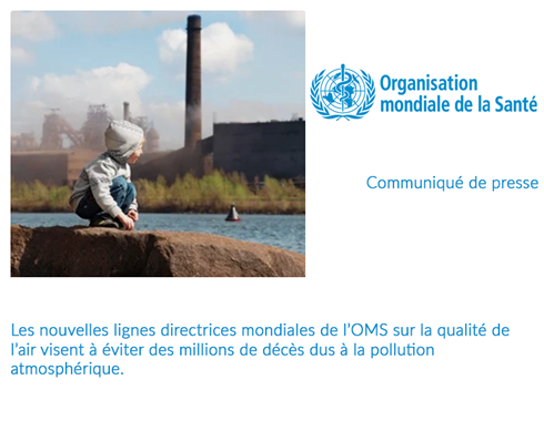 L'OMS abaisse les seuils de qualité de l’air recommandés pour protéger la santé des populations